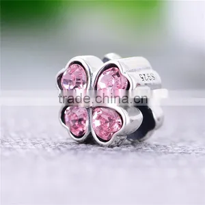 925 Sterling Silver Charms White CZ Flower Shaped Charms/beads thumbnail-3