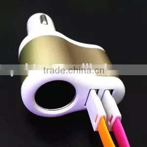 Hot Selling Universal Usb Car Charger, 3 in 1 Cigarette Car Charger for IPhone/samsung thumbnail-1