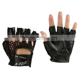 Mens Skidproof Mesh Leather Cowhide Fitness Gloves Sports Glove thumbnail-1