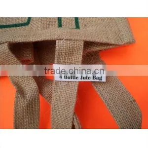 Promotional Fashion Cheap Eco-friendly Tote Handle Jute Wine Bag With 4 Bottle thumbnail-2