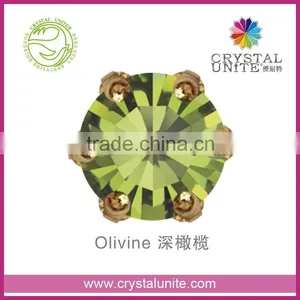 Crystal Unite Lead Free Chaton in Crown Setting, Olivine thumbnail-1