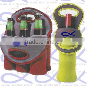 Promotional Four Pack Neoprene Beer Bottle Cooler Holder With Strap thumbnail-2