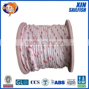 12 Strand White UHMWPE Braided Marine Rope With Orange Tracer thumbnail-1