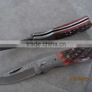 2015 New Design Luxury Unique Damascus Pattern Spring Assisted Tactical Folding Pocket Knife thumbnail-1