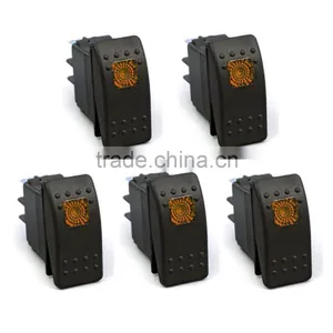 Waterproof 4Pin 12V 20A Bar Rocker Toggle Switch Blue LED Light Car Boat thumbnail-3
