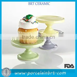 Candy Color Mini Ceramic Cup Cake Stand With Dome thumbnail-1