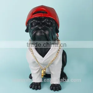 Fashion Hip-hop Style Resin Black Engligh Bulldogs Statue for Sale thumbnail-1
