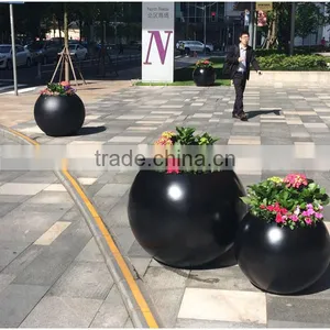 FO-186 Round Shape Fiberglass Flower Planter for Decor thumbnail-2