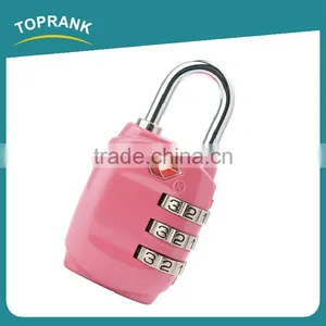 Toprank Factory Directly Sale Colorful Zinc Alloy TSA Safty Luggage Combination Padlock Travel Suitcase Luggage 3-Dial TSA Lock thumbnail-1
