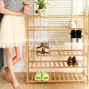 5 Tier Non-slip Wood Frame Shoe Rack thumbnail-1