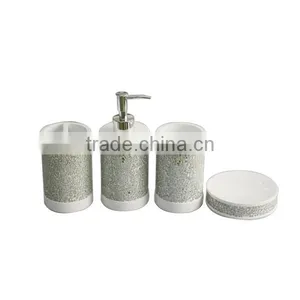 Mosaic White Resin Bathroom Accessory Set With Crackle Glass thumbnail-1