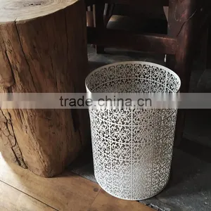 High Quality White Color Home Hotel Decorative 13 Gallon Metal Trash Can thumbnail-3