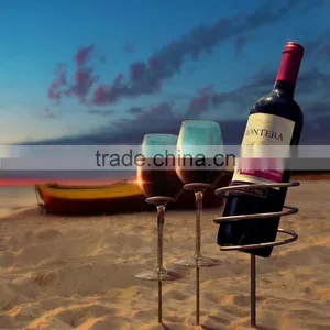 Wine Stakes Set, Wine Sticks Holds Bottle and 2 Glasses Preventing Them From Spilling or Breaking thumbnail-2
