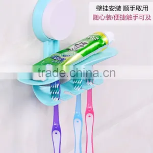 Vacuum Suction Cup Bathroom Plastic Toothpaste and Toothbrush Holder thumbnail-1