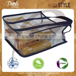 Hi Quality PVC See Through Totes With Jute Side Trimming & Handle - for Promotion thumbnail-3