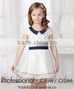 New Design Girls Uniform White Chiffon Dress Baby Girl Nice Lace Dress thumbnail-1