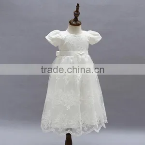 New Arrival Baby Clothes Wholesale Hot Sale Tulle Cheap 2017 Children's Boutique Short Sleeve White Summer Elegant Dress thumbnail-3