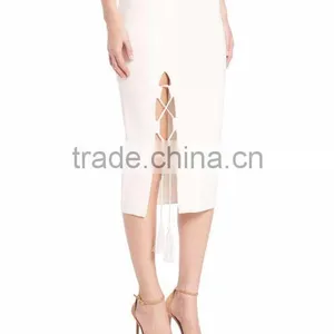 Wholesale Fitness Apparel For Women Wear Plain Dyed Floral Midi Pencil One Pace Package Buttock Solid Knit Skirt thumbnail-5