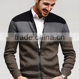 Wholesale High Quality Men Zipper Jacket Sweatshirt Without Hood CVC(80/20) thumbnail-1
