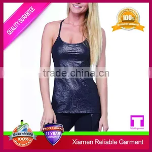 Yoga On the Move Shimmer Racerback Tank Tops in Silver Foil thumbnail-1