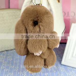 2017 New Arrive 15cm Hare Rabbit Fur Doll Handmade Bunny for Womens Bag Charms or Car Pendant Pom Pom Keychain thumbnail-2