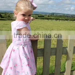 Toddler Girl Pink & White Elephant Print Dress 2-3 Years Vintage Style 100% Cotton Handmade Party Dress thumbnail-4