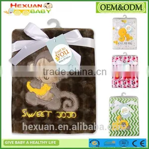 China Supplier Custom Cartoon Embroidered Baby Fleece Blanket thumbnail-1