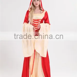 Walson Clothes Apparel Medieval Dress Game Thrones Red Hooded Gown Costume Renaissance Fancy Dress thumbnail-3