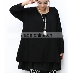 Walson 2017 Spring New Large Size Women Dresses Fat mm Solid Color Long-sleeved Plus Fertilizer Increase Loose Dress Women Cloth thumbnail-5