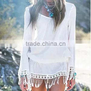 Walson Sexy Long-sleeved Lace Tassel Beach Dress thumbnail-1