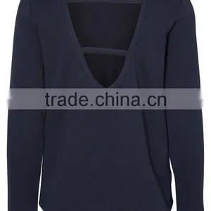 Wholesale 100% Cotton Sweatshirt Lightweight Cotton Sweatshirts Blank Backless Women Sweatshirt thumbnail-6