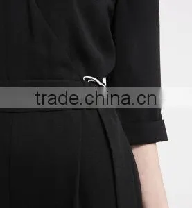 Casual Black V-neck With Belt One Piece Suit Design Trousers thumbnail-4