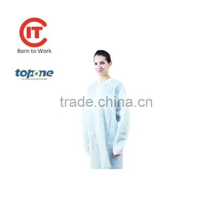 Waterproof PP Nonwoven Disposable Protective Work Wear Lab Coat Cheapest Price From CIT thumbnail-1