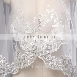 2017 Wholesale New Grance Long Lace Bridal Wedding Veil Fashionable Long Tulle HL23 thumbnail-6