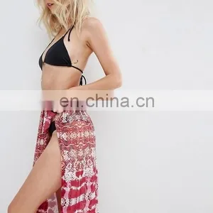High-rise Waistband Wrap Tie Fastening Print Beach Sarong Print Custom thumbnail-4