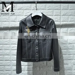 Fashionable Wholesale Women Real Leather Jacket for Ladies Cheap Leather Jackets thumbnail-2