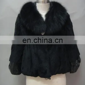 Rabbit Fur Coat With Fox Fur Collar thumbnail-1