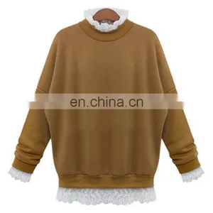 New Ladies Casual Sport Tops Plain Hoody Girls Lace Sweatshirt Jacket Plus Size thumbnail-2