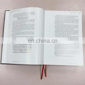 China Manufacture Gold Stamping Art Paper Thick A4/A5 Hardcover Leather Cover Book With Ribbon thumbnail-2