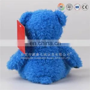 Factory Price 20cm Stuffed Blue Teddy Bear Embroidered Plush Toy With Bowtie thumbnail-3