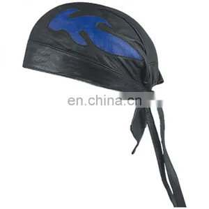 HMB-901C3 LEATHER FLAMES SKULL CAP DURAG HEAD WRAP BANDANA SKULLCAP HATS SCARF thumbnail-1