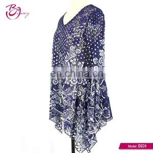 New Floral Patterns Printed Blouses Designs Fat Ladies thumbnail-2