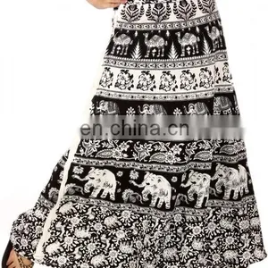 Indian GYPSY Handmade Cotton Long Skirt Boho Wrap Around Mandala Sarong Block Print Hippie Skirt Dress Wholesale thumbnail-6