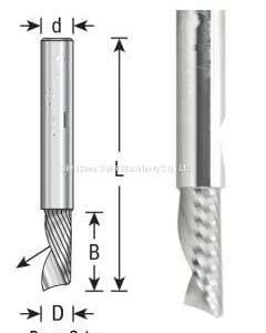 Carbide CNC Spiral 'O' Flute, Aluminum Cutting 1/4“ Dia x 1-1/4“ x 1/4“ Shank Down-Cut Router Bit thumbnail-5