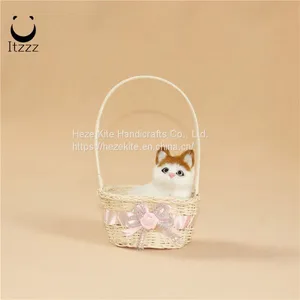 Lifelike Sleeping Cat With Hat Animated Plush Realistic Kitten Bedroom Decor Toys for Kids Vacation Cat Furry Cat thumbnail-2