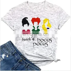 2020 Europe and America Amazon Women's Hot T-shirt Halloween Woman Head Print Round Neck Short Sleeve thumbnail-1