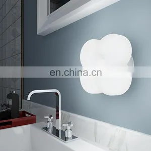 White Flower Shape Plastic Wall LED Light With Remote Control Plug in Socket Use Night Light for Home thumbnail-2