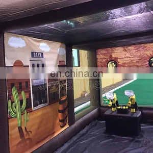 Large Yard Fun Games Inflatable Western Airblaster Shootout Wipe Out Game For Sale thumbnail-5