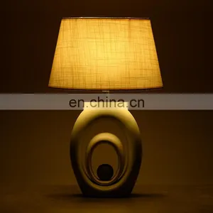 New Design Cheap Custom Logo White Ceramic Modern Table Lamp for Home Decor thumbnail-3
