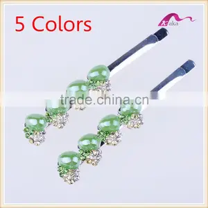 Yiwu Factory Price Multi Colors Hair Grips Top Quality Metal Crystal Rhinestone Decoration Ceramic Beads Hair Clips thumbnail-1